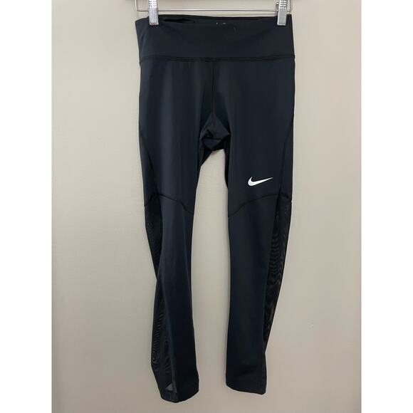 Nike Women's Training Running Athleisure Fly Victory Black Crop Mesh Tight S - Picture 2 of 14